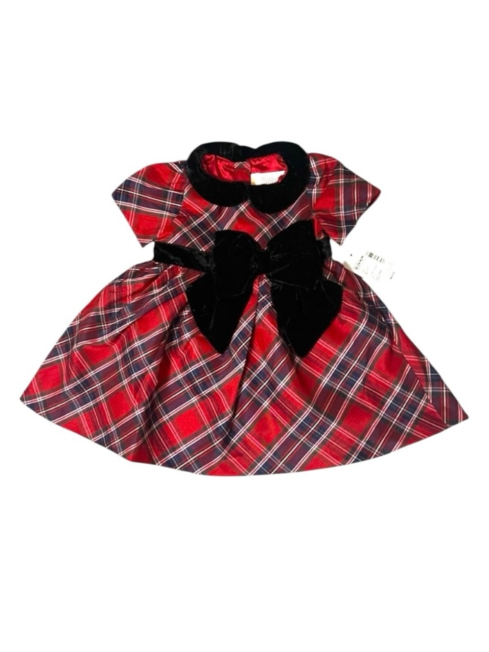Gymboree Girls' Toddler Short Sleeve Dress with Bow Salsa Plaid Sz 18-24 mo NWT